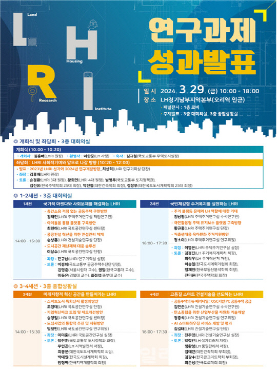LH토지주택연구원 연구과제 성과발표회 개최 안내 <LH 제공>